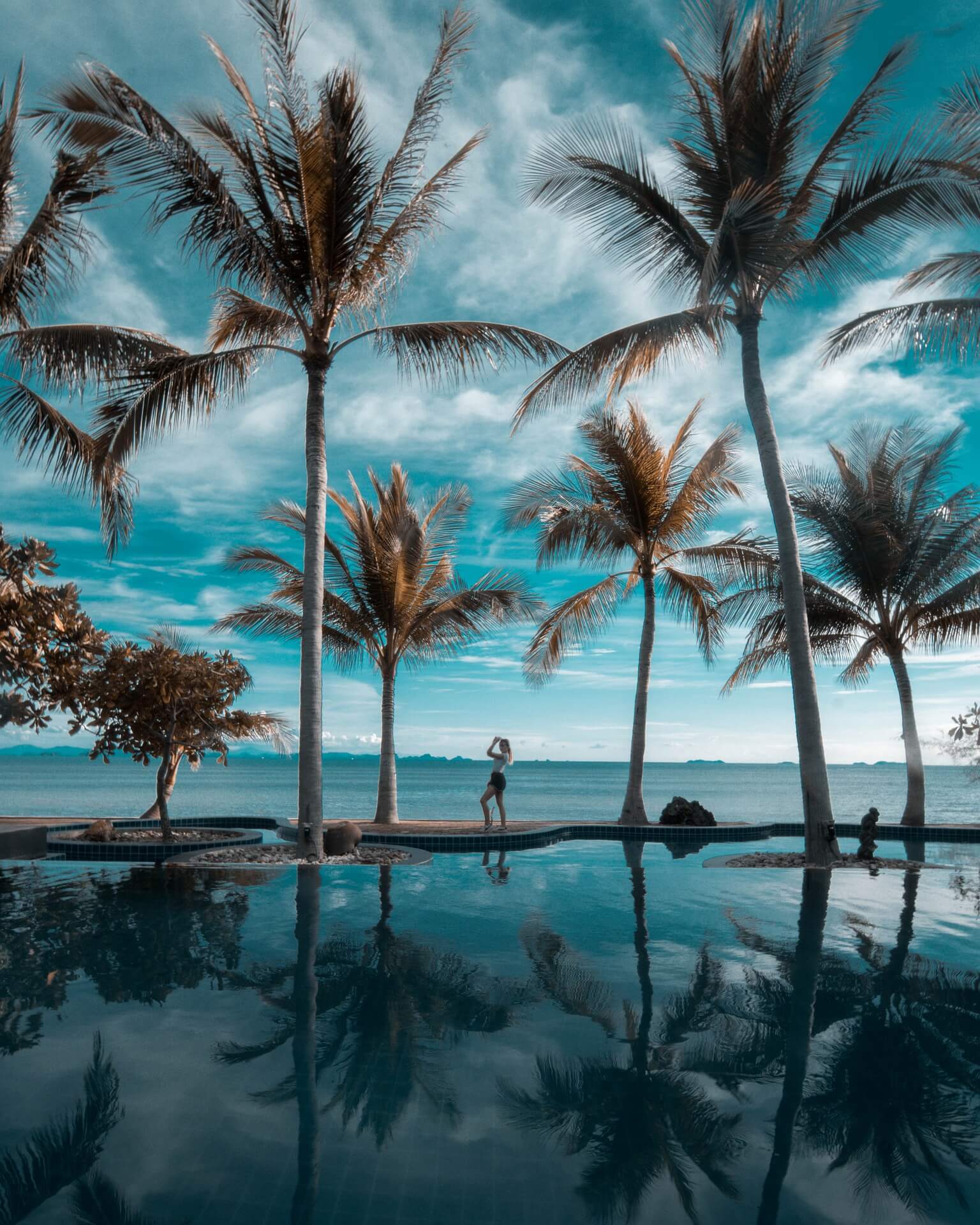 happiness quotes woman palm trees